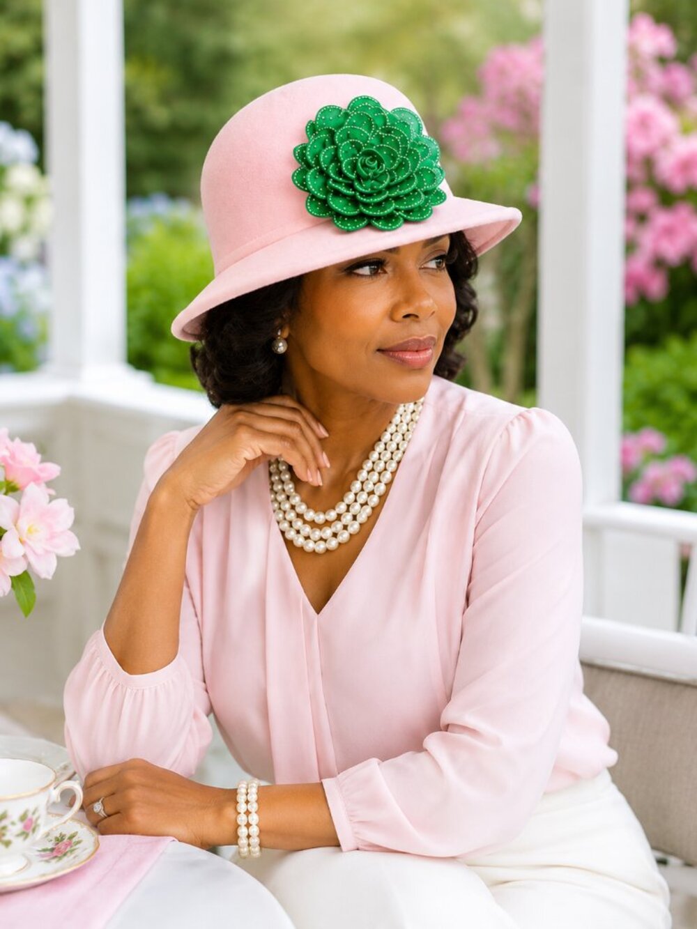 Pink Floral Church Hat